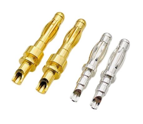 কাস্টমাইজড আকার 4mm পুরুষ ক্যাপাসিটার প্লাগ সংযোজক সঙ্গে স্বর্ণ এবং থ্রেডেড Shroud গ্যারান্টিযুক্ত