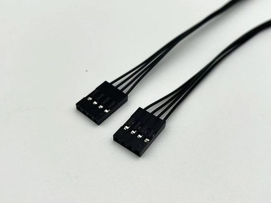 2.54 মিমি পিচ 4 পিন ডুপন্ট তারের সমাবেশ UL1007 24awg কালো কাস্টমাইজড দৈর্ঘ্য