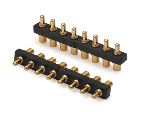 2.54mm পিচ পোগো পিন সংযোগকারী স্প্রিং 8pin H1.5mm SMT টাইপ গোল্ড প্ল্যাটেড ব্রাস সংযোগকারী