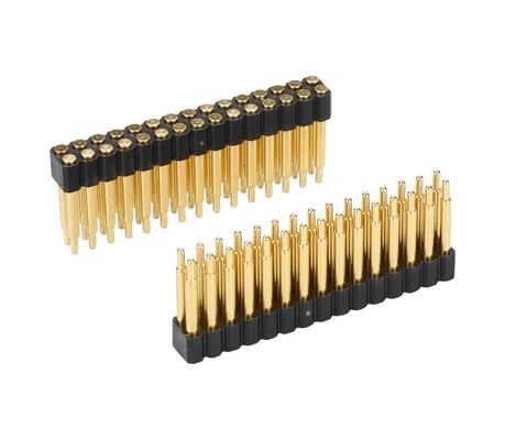 2.54mm H3.5mm 12pin পুরুষ পোগো পিন সংযোগকারী দ্বৈত সারি কালো প্লাস্টিকের সোজা ডিপ পিসিবি