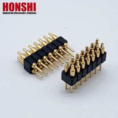 2.54mm H2.5 2x7Pin পোগো পিন সংযোগকারী ব্রাস স্প্রিং লোড ইলেকট্রনিক স্ট্রেইট ডিপ PCB