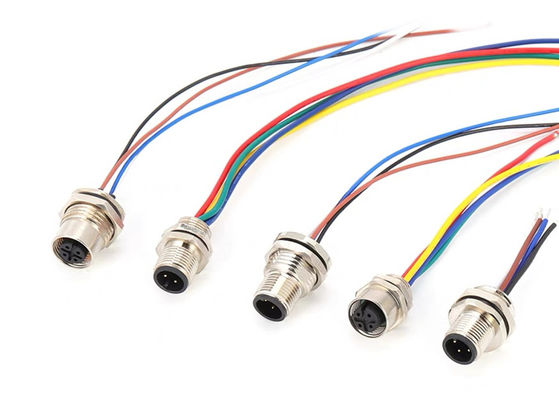M12 সিরিজ বৃত্তাকার সংযোগকারী পুরুষ প্লাগ 5pin পিছন স্ক্রু প্যানেল মাউন্ট M16 * 1.5 PG9