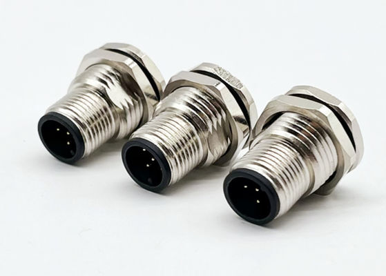 M12 সিরিজ বৃত্তাকার সংযোগকারী পুরুষ প্লাগ 5pin পিছন স্ক্রু প্যানেল মাউন্ট M16 * 1.5 PG9