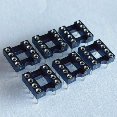2.54mm 8 Pin IC Socket Connector Female Straight Pin Header PBT Insulation Material কালো