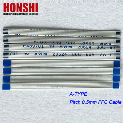 ফ্ল্যাট ফ্লেক্সিবল ক্যাবল ওয়্যারিং হার্ন 0.5MM পিচ 4P-68P বিপরীত 60/100/150/200MM FFC ক্যাবল