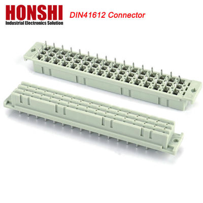 ডান কোণ PCB 128 পিন DIN 41612 ইউরো মহিলা সংযোগকারী বোর্ড লক সঙ্গে Pbt গ্রে