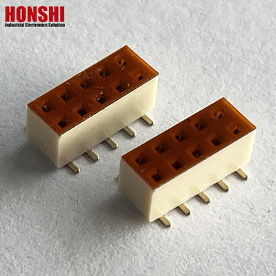 মহিলা শিরোনাম সংযোগকারী ডাবল সারি হোয়াইট পিচ 2.54 মিমি এইচ 7.1 10 পি এসএমটি টাইপ পিএ 6 টি পিসিবি বোর্ড