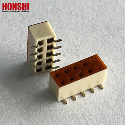 মহিলা শিরোনাম সংযোগকারী ডাবল সারি হোয়াইট পিচ 2.54 মিমি এইচ 7.1 10 পি এসএমটি টাইপ পিএ 6 টি পিসিবি বোর্ড