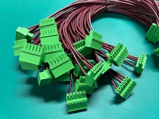 OEM তারের দৈর্ঘ্য শিল্প মেশিন 5.08mm টার্মিনাল ব্লক সবুজ তার এবং তারের জোতা অ্যাসেম্বলি 0.5M 1M 100% টেস্টিং পরিদর্শন
