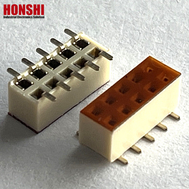 মহিলা শিরোনাম সংযোগকারী ডাবল সারি হোয়াইট পিচ 2.54 মিমি এইচ 7.1 10 পি এসএমটি টাইপ পিএ 6 টি পিসিবি বোর্ড